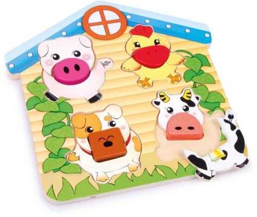 Cochon, chien, vache et poule, il faudra retrouver et assembler les 12 pièces pour finir ce puzzle. Développe la motricité fine. Satisfait ou remboursé.