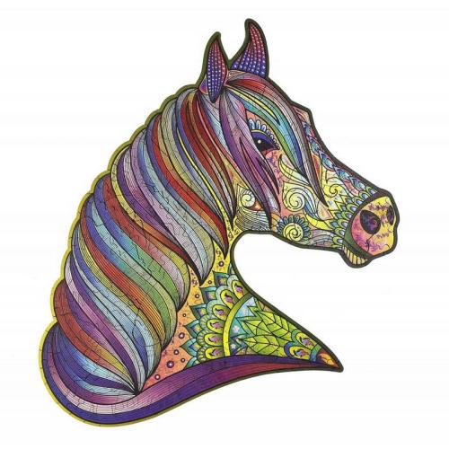 Excepcional rompecabezas de madera que representa un caballo, con piezas únicas recortadas sobre el tema de los equinos. Envío gratis.