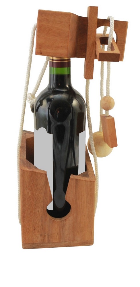Casse-tête bouteille en bois foncé, modèle BOULE - Jeux de