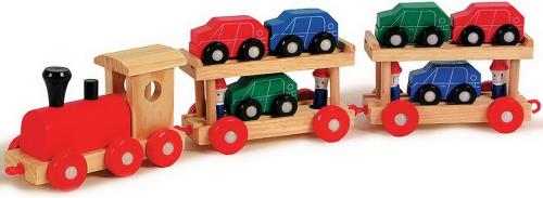 Boutique de jouets en bois, JBD vous présente ses trains en bois de chez Legler, le train qui transport des voitures. Expédition sous 24h, frais de port offert. Satisfait ou remboursé.